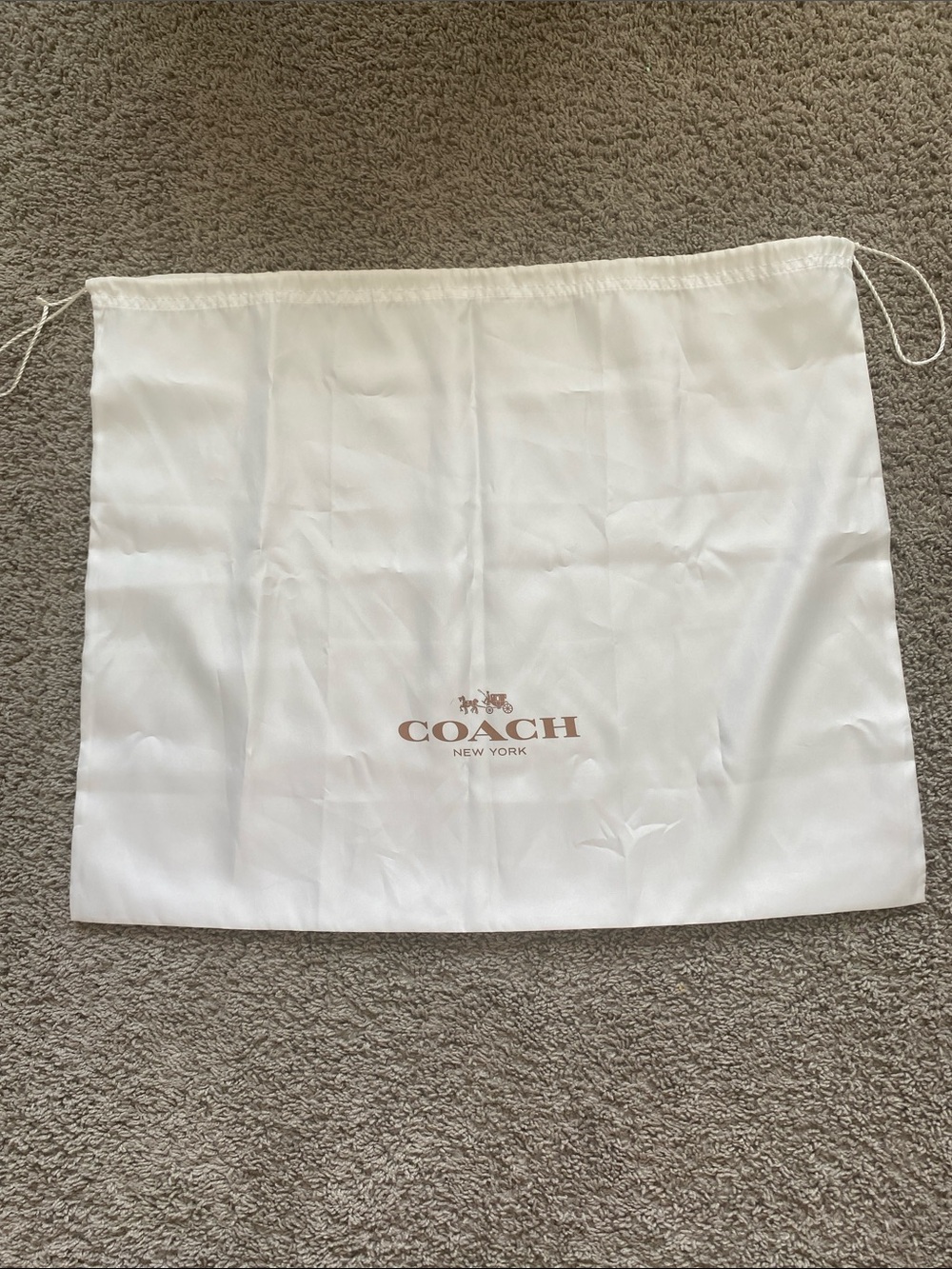 Coach White Drawstring Dust Bag with Brown Logo size XL